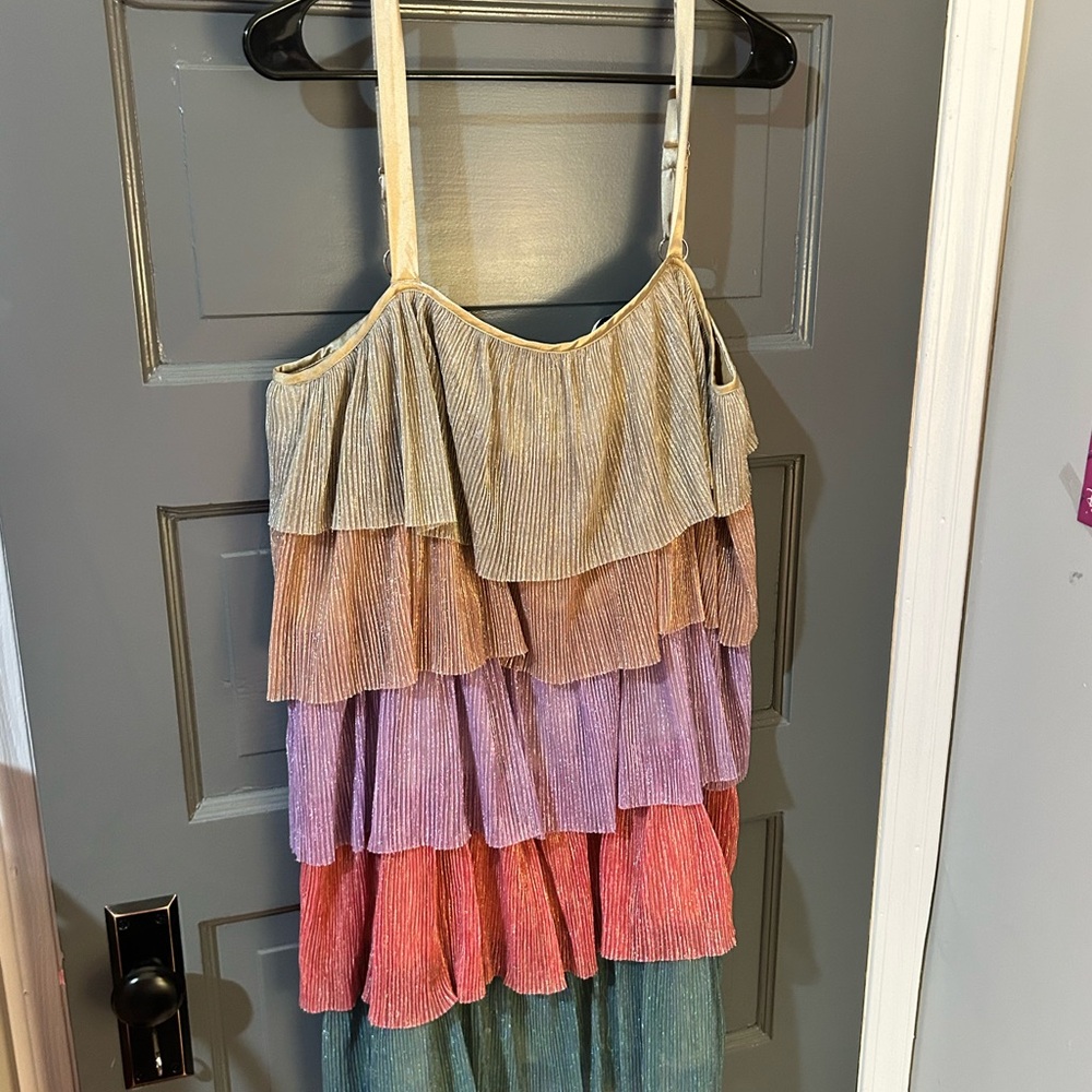 ARULA Metallic Ruffle Dress